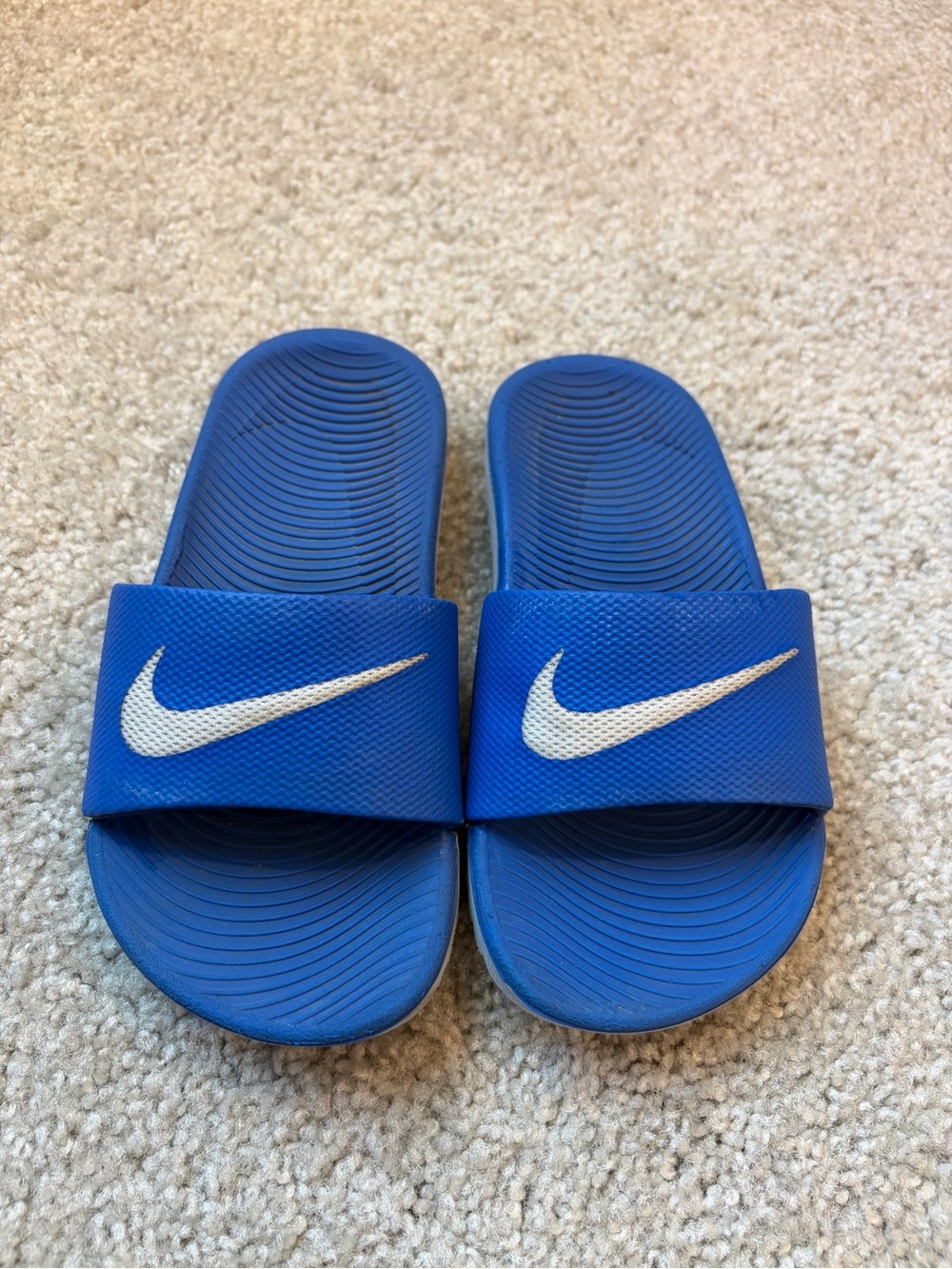 Nike Kids Royal Blue Slide Sandals with White Swoosh